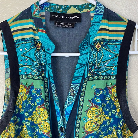 Hemant & Nandita 100% Silk Sequin Embellishments Boho Maxi Dress - Picture 4 of 14